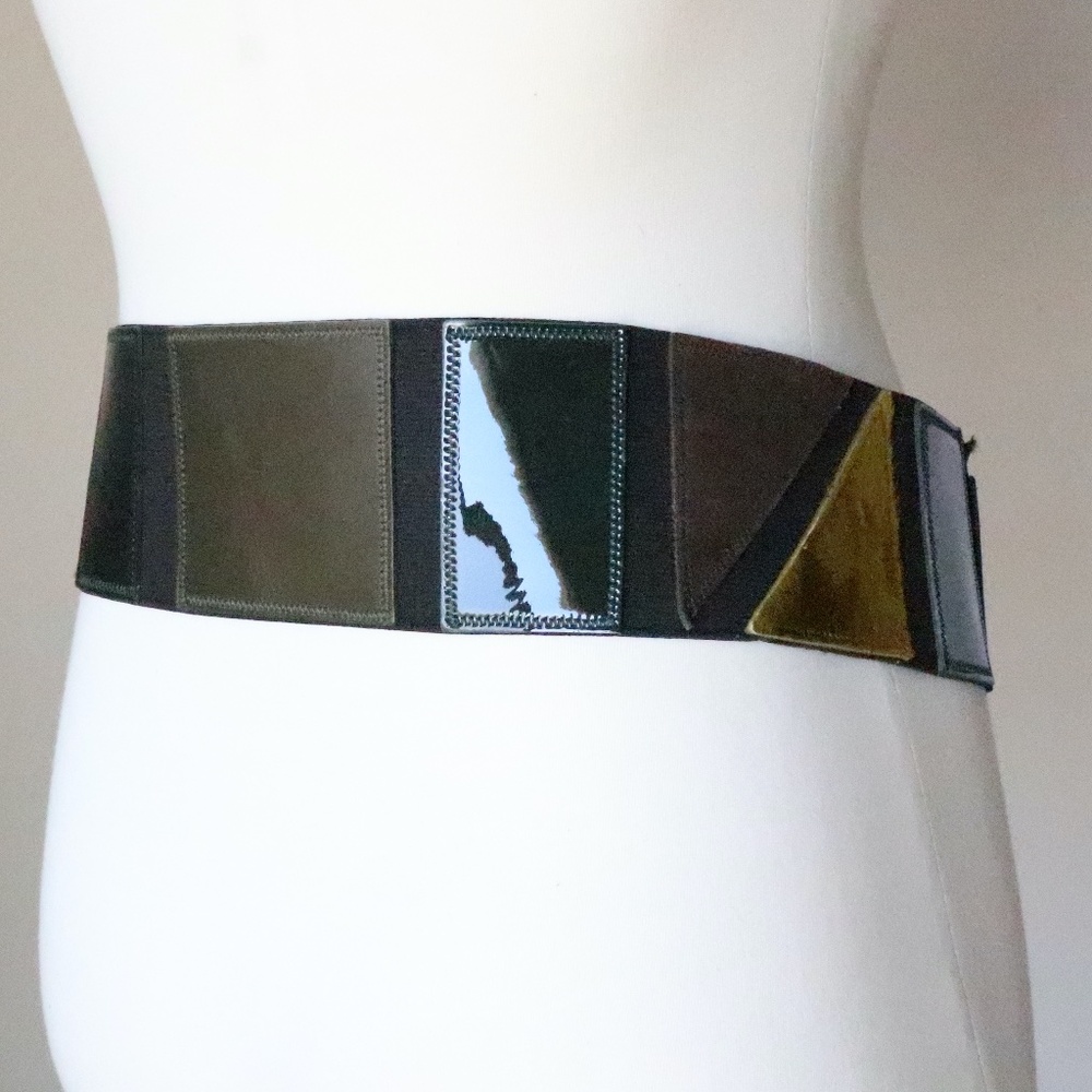 Gaultier Stretch Leather/Suede Patch Elastic Belt - image 4